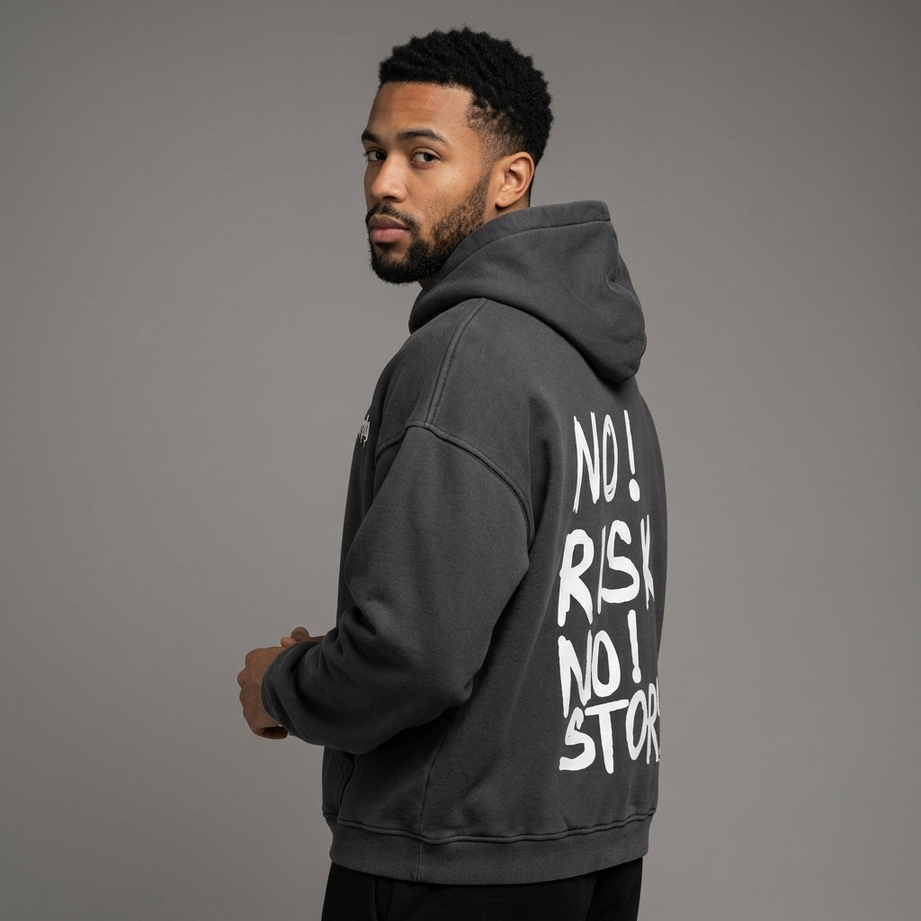 Neverdy No Risk No Story Boxy Hoodie | 400GSM
