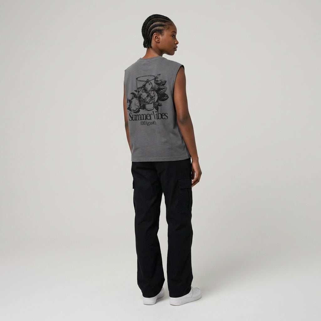 Summer Vibes Waist Cropped Boxy Tank Top - Legendary Branding