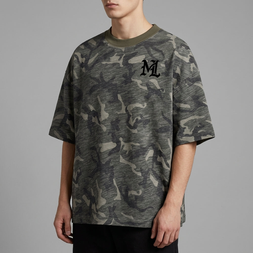 Marque Légendaire Unisex Heavyweight Camo Cropped Oversized T-Shirt