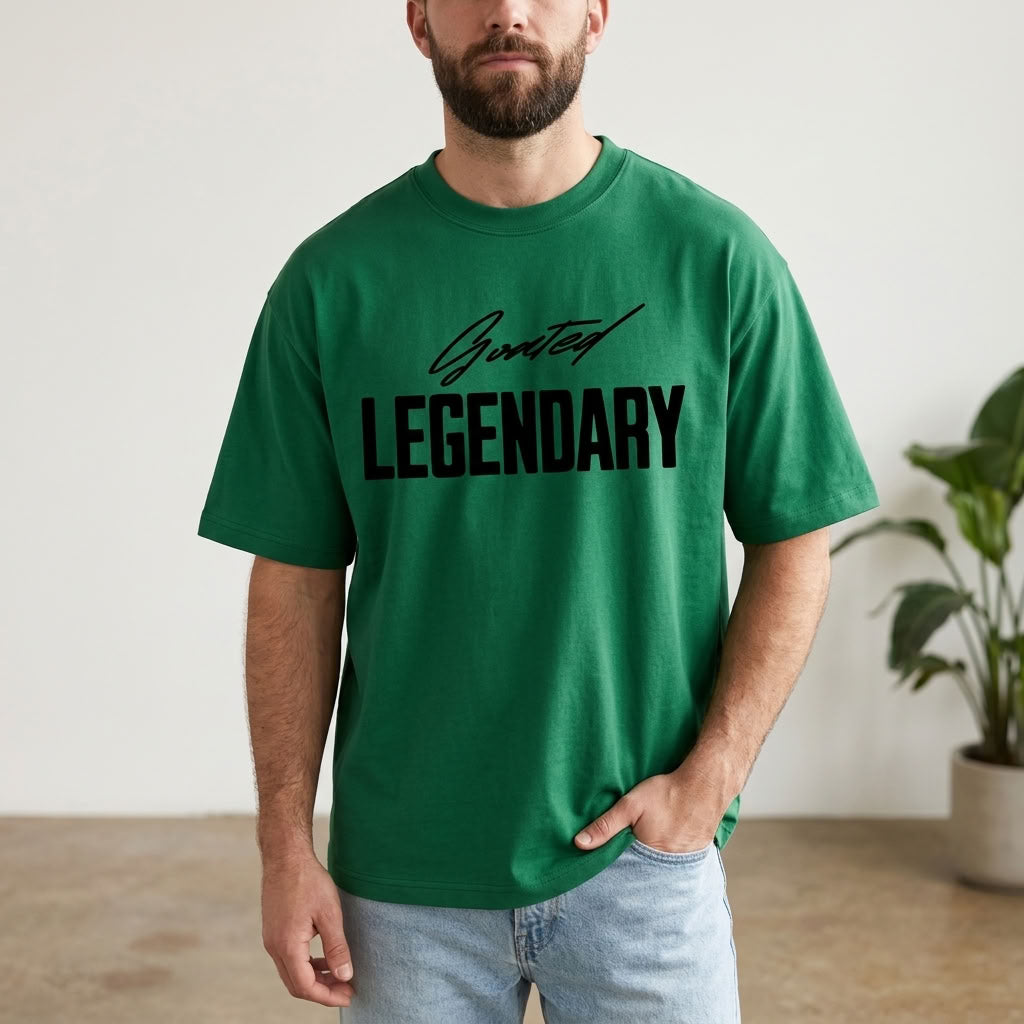 GOATED Legendary Loose-Fit T-Shirt | 190GSM — Apparel & Accessories > Clothing > Shirts & Tops Detail View 14 | Legendary Branding