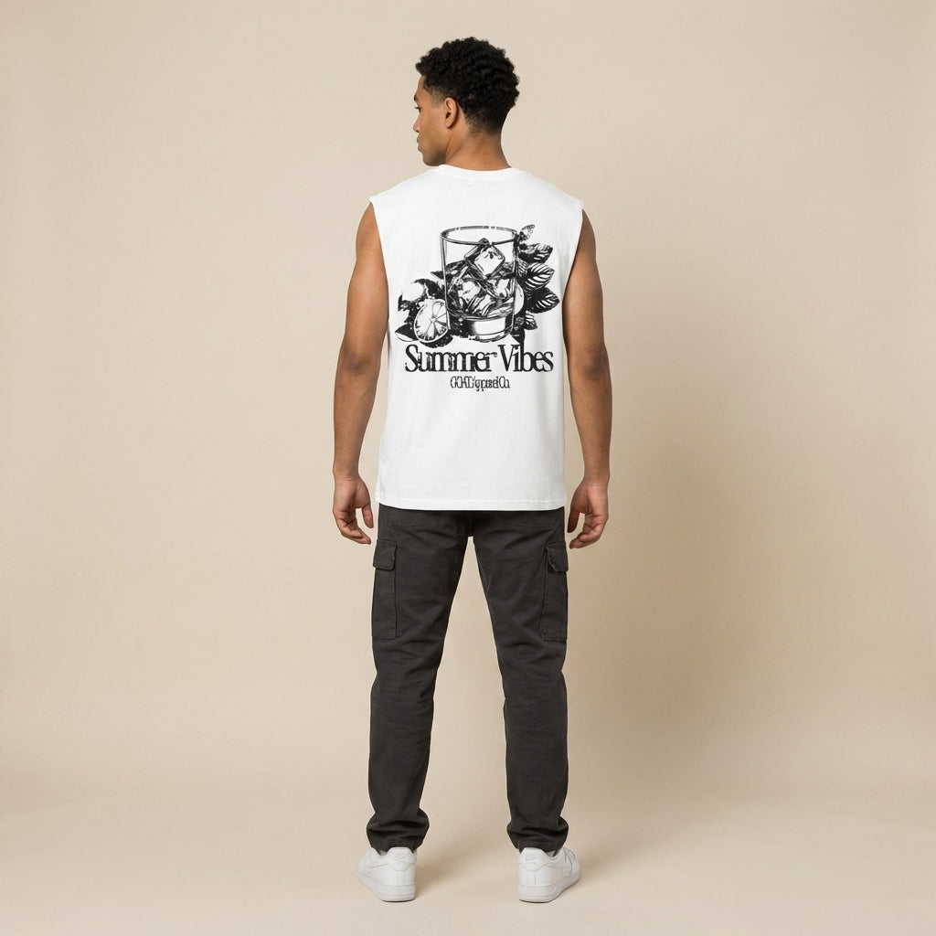 Summer Vibes Waist Cropped Boxy Tank Top - Legendary Branding