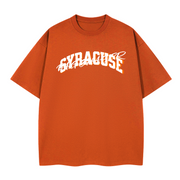 Syracuse "Bag Chaser" Boxy T-Shirt – Streetwear Graphic Tee, Orange Hustler Shirt