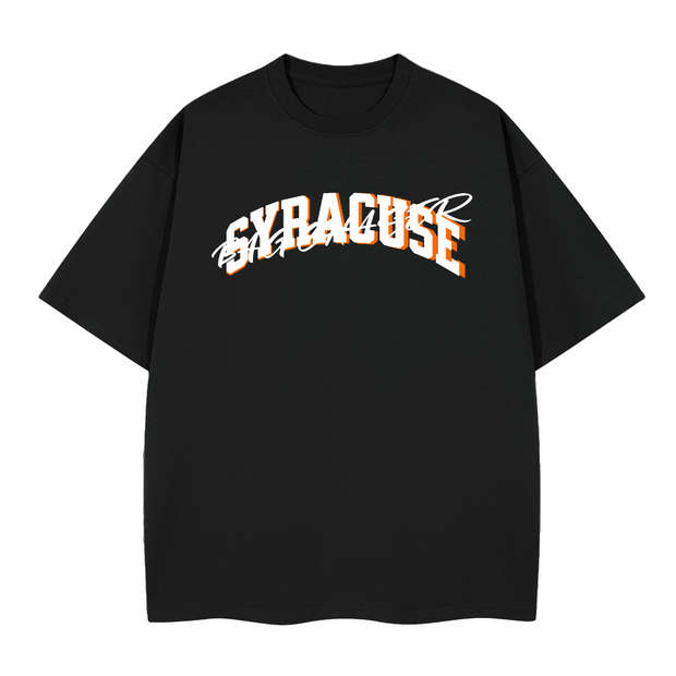 Syracuse "Bag Chaser" Boxy T-Shirt – Streetwear Graphic Tee, Orange Hustler Shirt