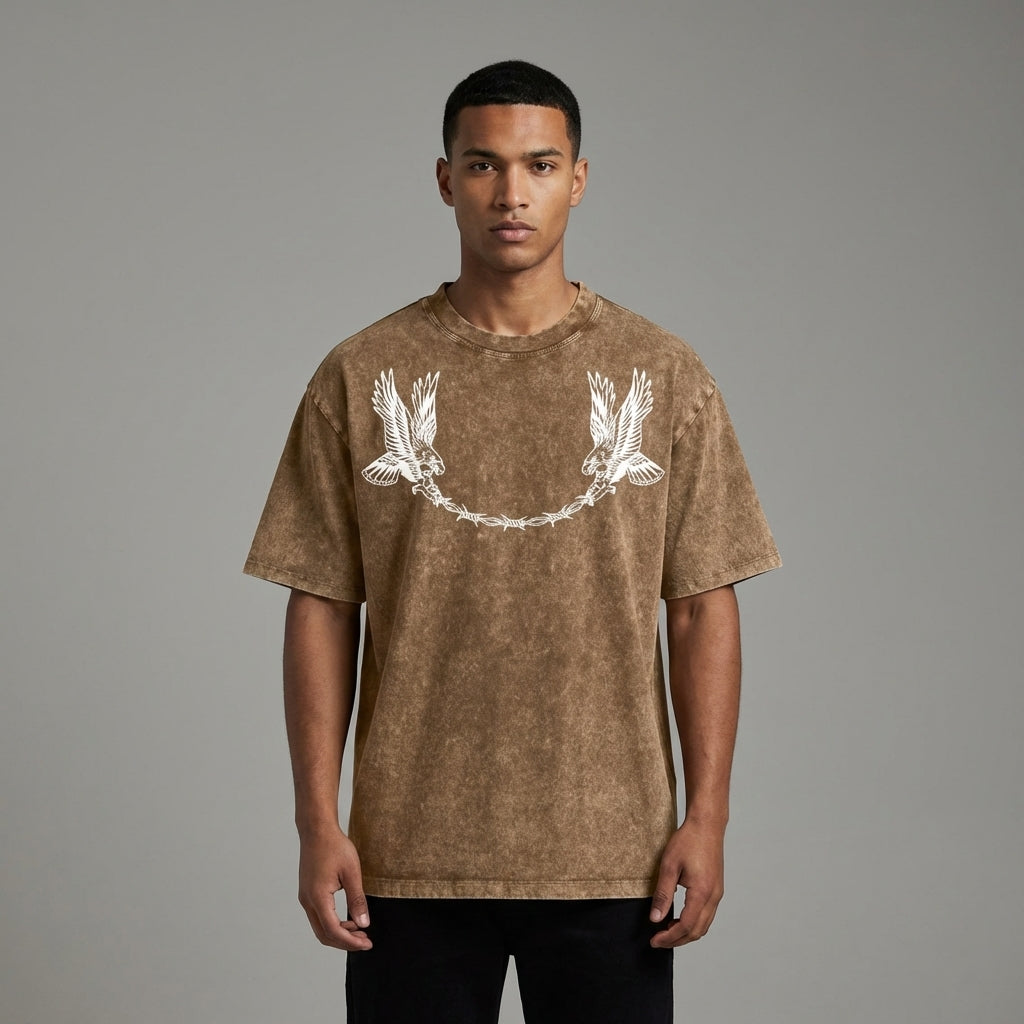 Neverdy (Never Die) Eagles Oversized Snow Wash T-shirt