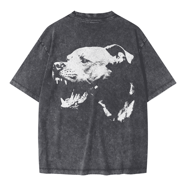 "PIT" Oversized Snow Wash T-Shirt – Heavyweight 285 GSM, Faded Streetwear Tee