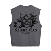 "Summer Vibes" Cropped Boxy Tank Top – Heavyweight 280 GSM Cotton, Streetwear Crop Tank, Minimalist Summer Top