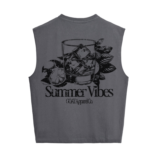 "Summer Vibes" Cropped Boxy Tank Top – Heavyweight 280 GSM Cotton, Streetwear Crop Tank, Minimalist Summer Top