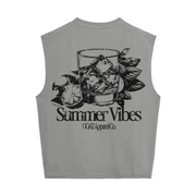 "Summer Vibes" Cropped Boxy Tank Top – Heavyweight 280 GSM Cotton, Streetwear Crop Tank, Minimalist Summer Top