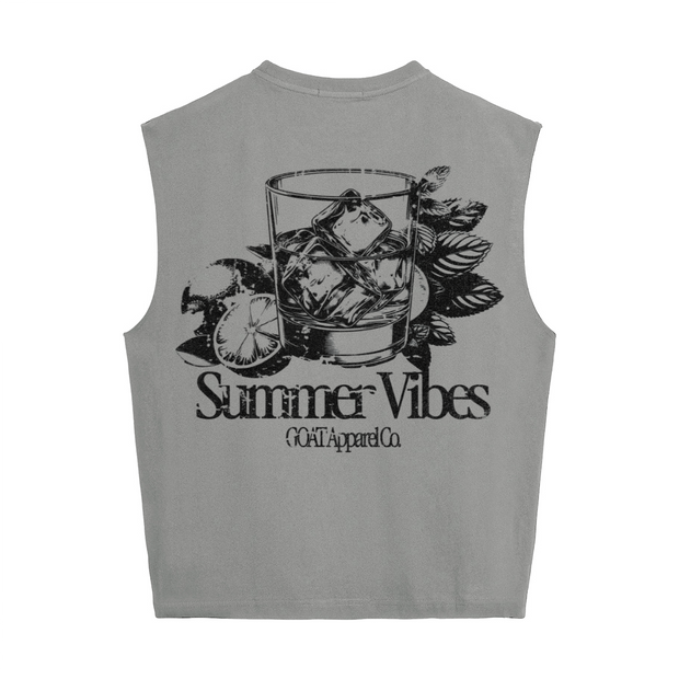 "Summer Vibes" Cropped Boxy Tank Top – Heavyweight 280 GSM Cotton, Streetwear Crop Tank, Minimalist Summer Top