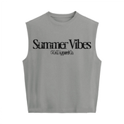 "Summer Vibes" Cropped Boxy Tank Top – Heavyweight 280 GSM Cotton, Streetwear Crop Tank, Minimalist Summer Top