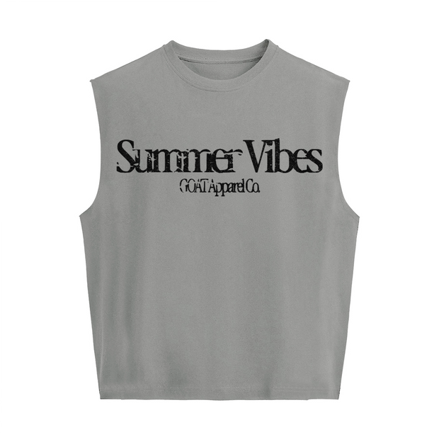 "Summer Vibes" Cropped Boxy Tank Top – Heavyweight 280 GSM Cotton, Streetwear Crop Tank, Minimalist Summer Top
