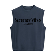 "Summer Vibes" Cropped Boxy Tank Top – Heavyweight 280 GSM Cotton, Streetwear Crop Tank, Minimalist Summer Top