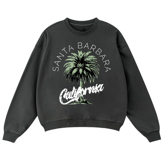 “Santa Barbara” Oversized Crewneck Sweatshirt, 460 GSM Heavyweight Pullover, Streetwear Fleece, Relaxed Fit, Cozy Essential