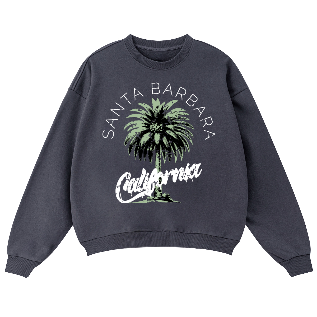 “Santa Barbara” Oversized Crewneck Sweatshirt, 460 GSM Heavyweight Pullover, Streetwear Fleece, Relaxed Fit, Cozy Essential