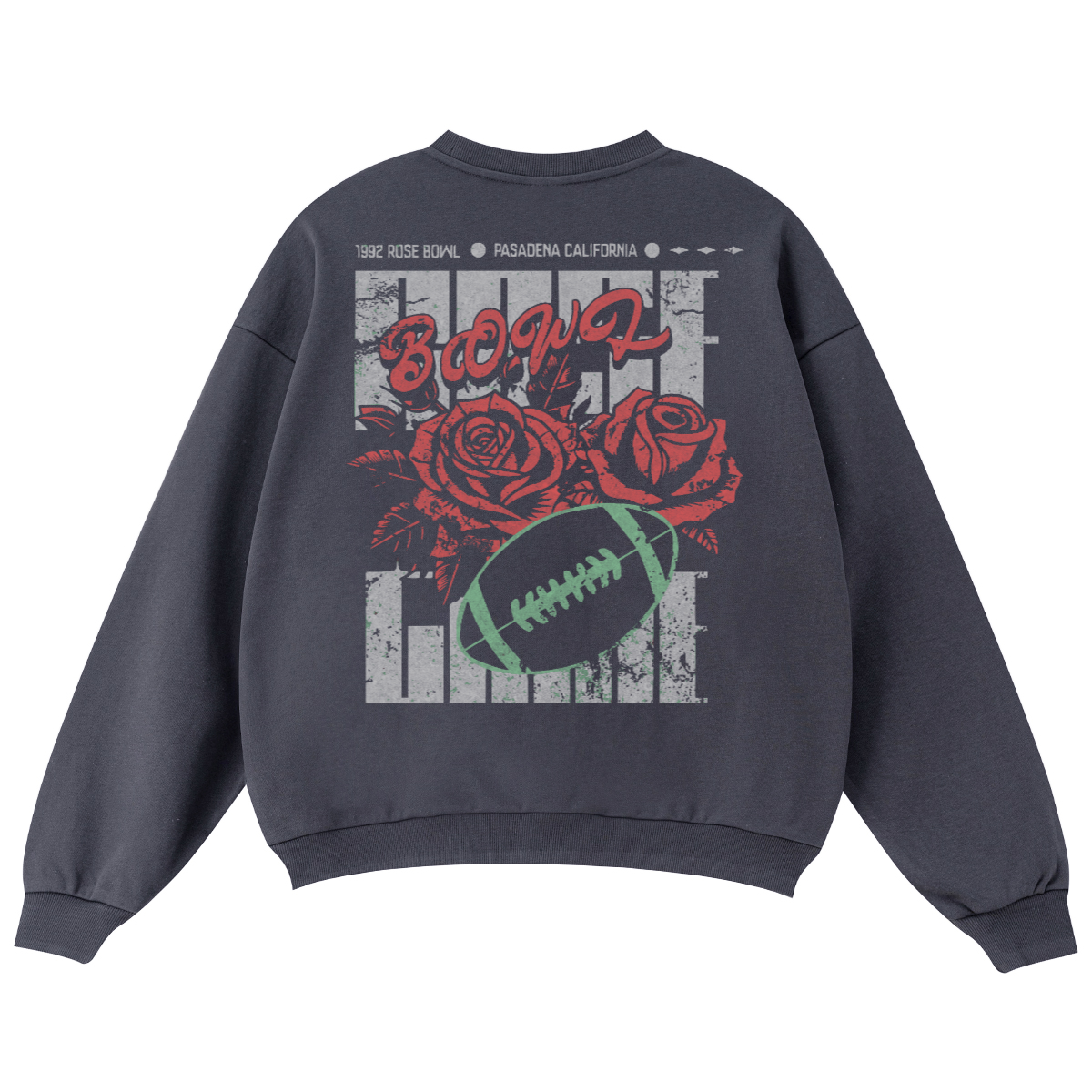 “1992 Rose Bowl” Oversized Crewneck Sweatshirt, 460 GSM Heavyweight Pullover, Vintage Fleece Streetwear Crewneck