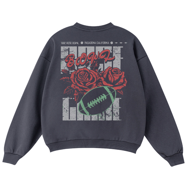 “1992 Rose Bowl” Oversized Crewneck Sweatshirt, 460 GSM Heavyweight Pullover, Vintage Fleece Streetwear Crewneck