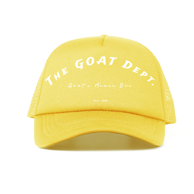 "Goat's Never Die" Foam Trucker Hat - Streetwear Mesh Hat, Foam Trucker Hat, Adjustable Snapback, Retro Trucker Cap