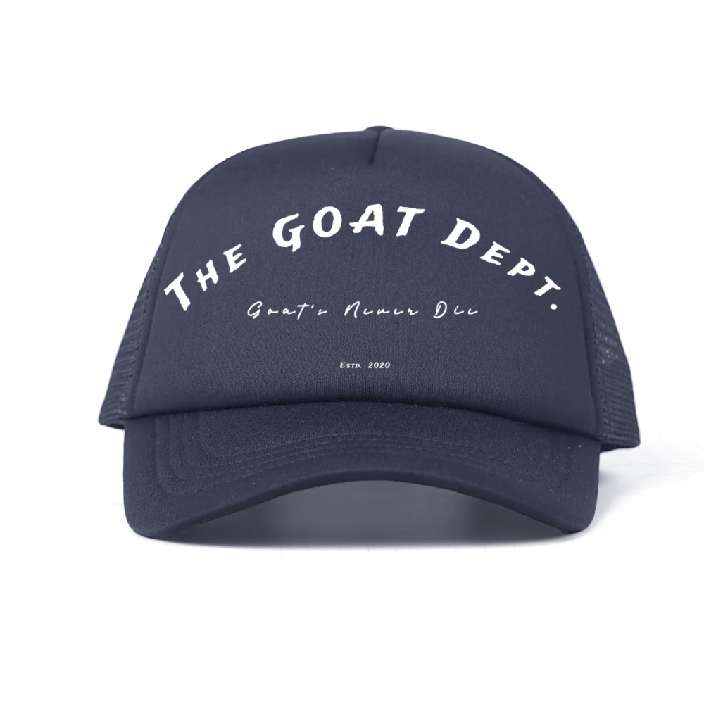 "Goat's Never Die" Foam Trucker Hat - Streetwear Mesh Hat, Foam Trucker Hat, Adjustable Snapback, Retro Trucker Cap