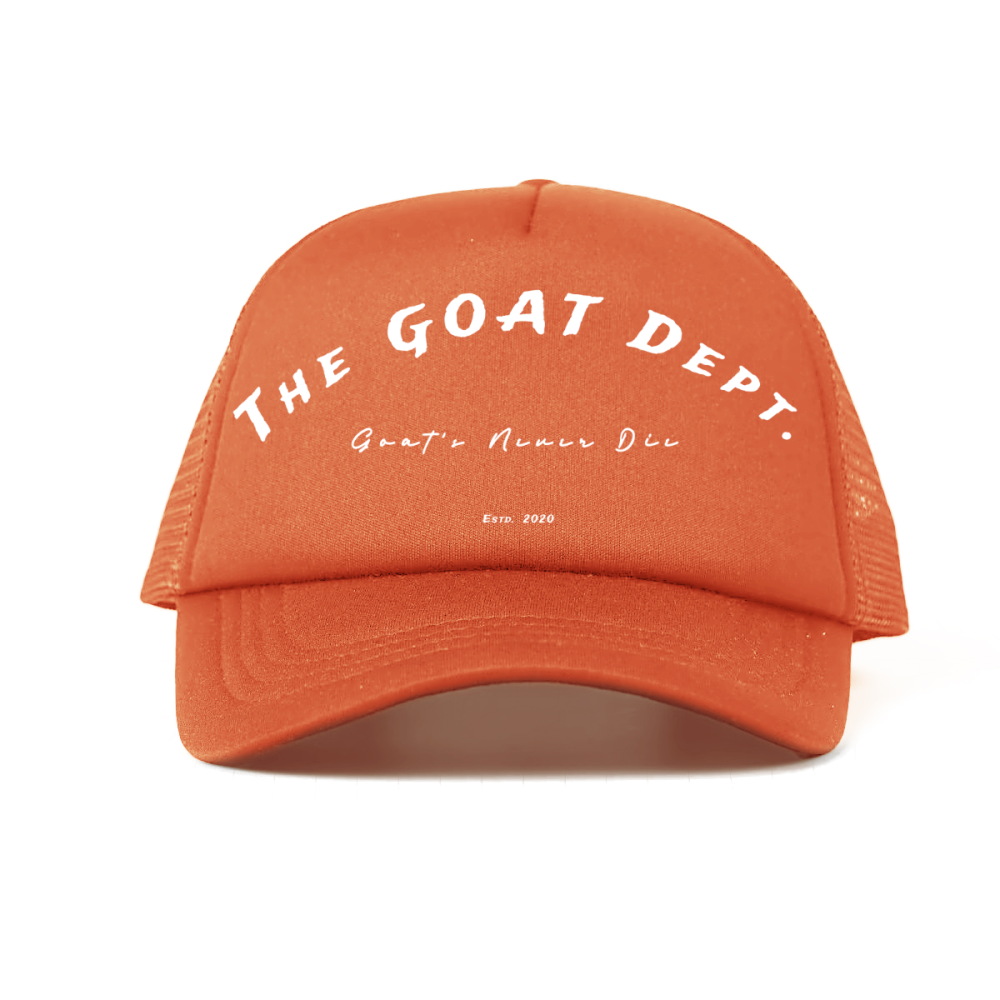"Goat's Never Die" Foam Trucker Hat - Streetwear Mesh Hat, Foam Trucker Hat, Adjustable Snapback, Retro Trucker Cap