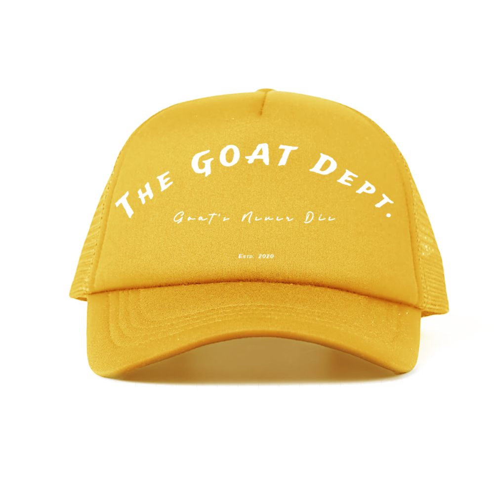 "Goat's Never Die" Foam Trucker Hat - Streetwear Mesh Hat, Foam Trucker Hat, Adjustable Snapback, Retro Trucker Cap