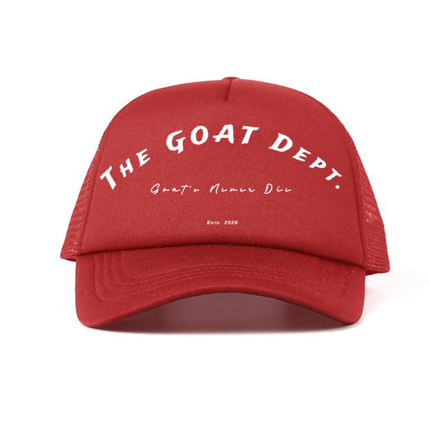 "Goat's Never Die" Foam Trucker Hat - Streetwear Mesh Hat, Foam Trucker Hat, Adjustable Snapback, Retro Trucker Cap