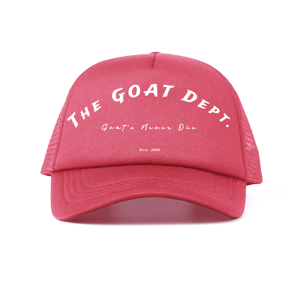 "Goat's Never Die" Foam Trucker Hat - Streetwear Mesh Hat, Foam Trucker Hat, Adjustable Snapback, Retro Trucker Cap