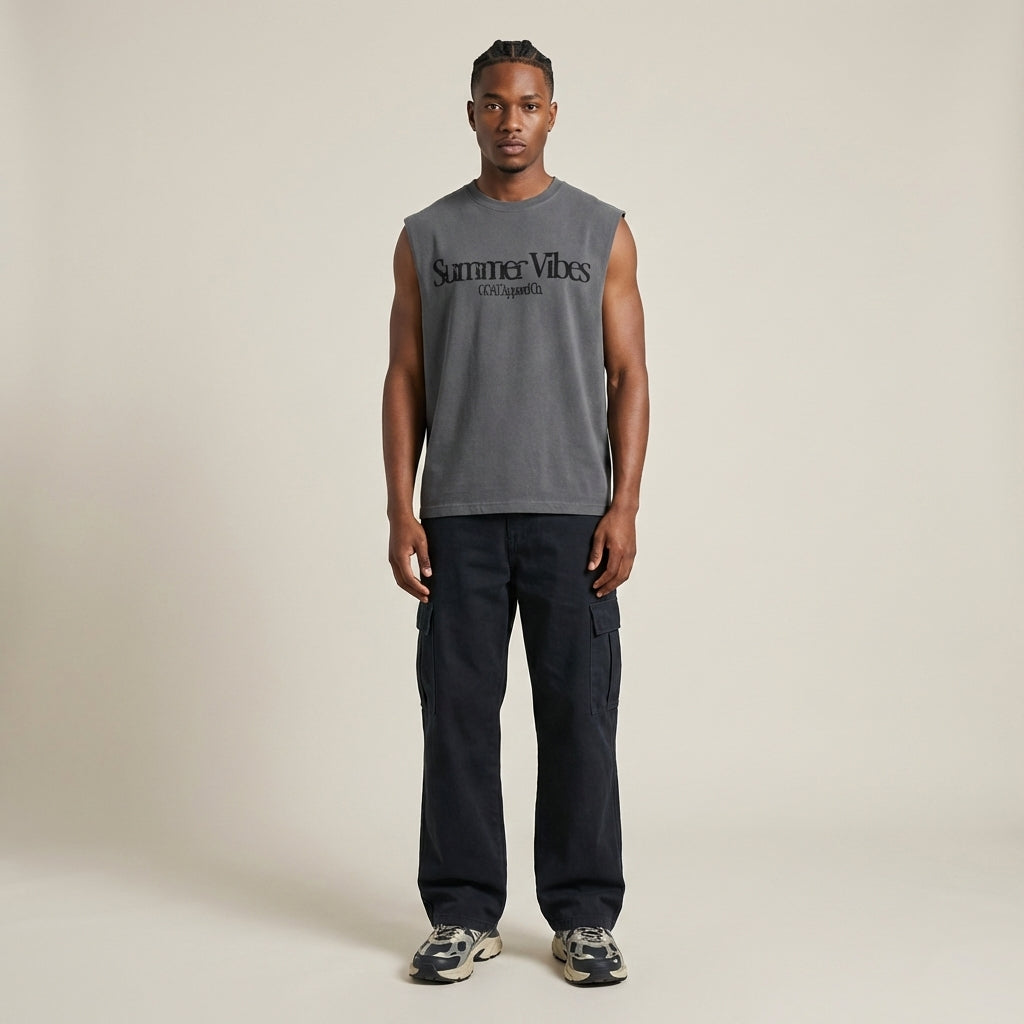 Summer Vibes Waist Cropped Boxy Tank Top - Legendary Branding