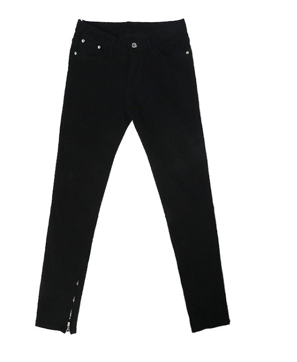 Stealth Stretch Denim Ankle Zip Jeans - Ankle Zip Black Denim Jeans, Stretch Fit Streetwear Pants, Mid-Low Waist, Streetwear Fashion Jeans