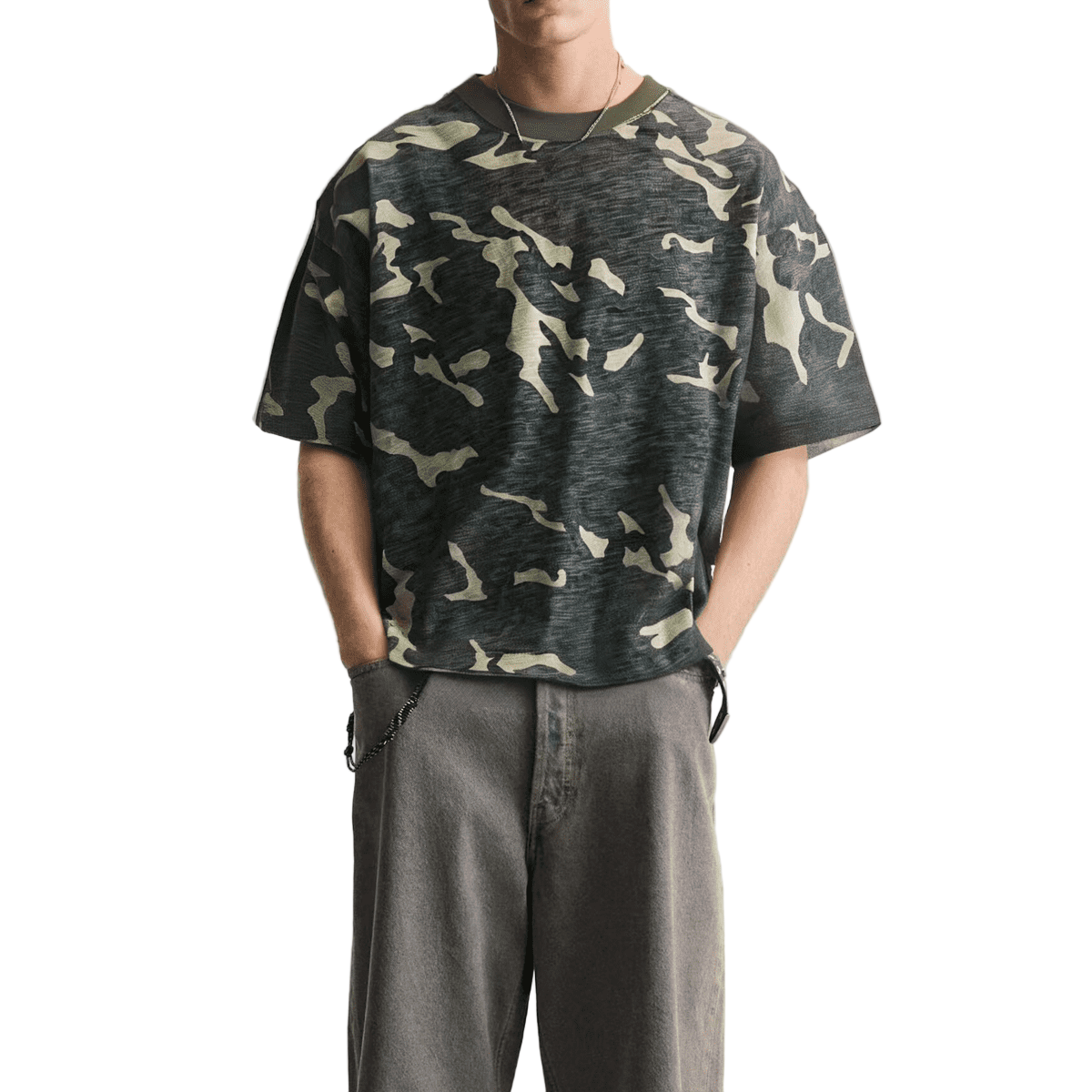 Camo Cropped Oversized GOAT T-shirt, Loose Fit Camo Shirt, Heavy Cotton Crop Tee, Unisex Camo Shirt, 260GSM Cotton Tee, Oversized Camouflage Shirt, Urban Style Crop Top Tee