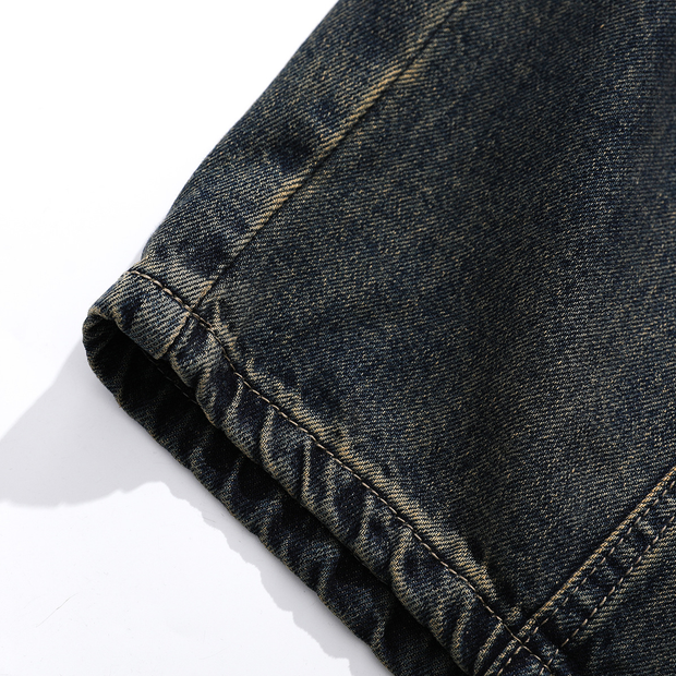 GOATED Heavyweight Multi-Pocket Washed Vintage Loose Jean – Men’s Streetwear Baggy Denim, Washed Retro Utility Jeans