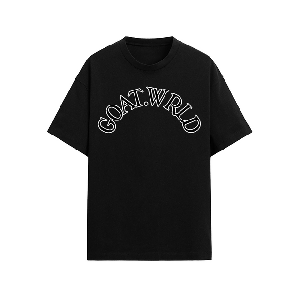 "GOAT.WRLD" Loose Fit Tee, 190 GSM Cotton Shirt, Streetwear Graphic Tee, Soft Combed Cotton