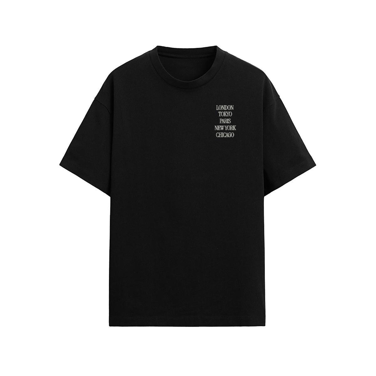 The Big's Loose Fit T-shirt, London Paris Tokyo New York Chicago Graphic Tee, 190GSM Combed Cotton Streetwear Shirt, Soft Cotton T-Shirt