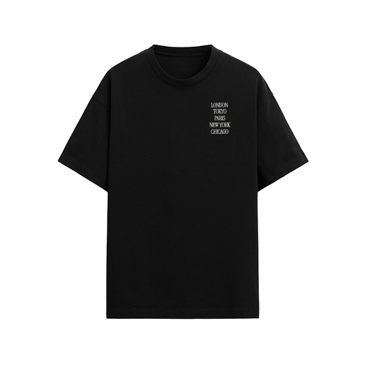 The Big's Loose Fit T-shirt, London Paris Tokyo New York Chicago Graphic Tee, 190GSM Combed Cotton Streetwear Shirt, Soft Cotton T-Shirt