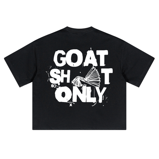 "GOAT Sh*t Only" Oversized Cropped T-Shirt, GOAT Apparel Co Tee, 280GSM Heavyweight Tee, Boxy Fit Graphic Shirt,