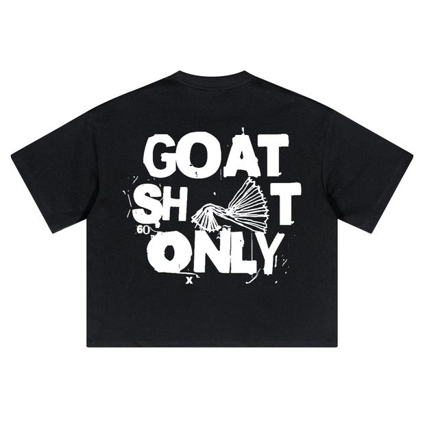 "GOAT Sh*t Only" Oversized Cropped T-Shirt, GOAT Apparel Co Tee, 280GSM Heavyweight Tee, Boxy Fit Graphic Shirt,