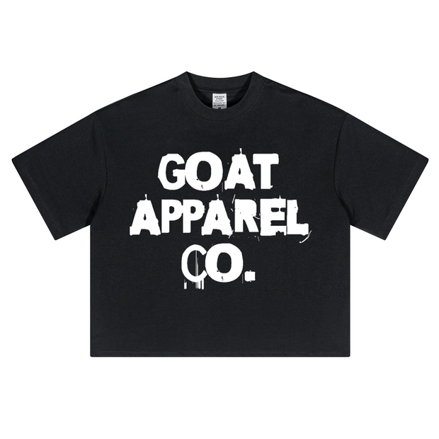 "GOAT Sh*t Only" Oversized Cropped T-Shirt, GOAT Apparel Co Tee, 280GSM Heavyweight Tee, Boxy Fit Graphic Shirt,
