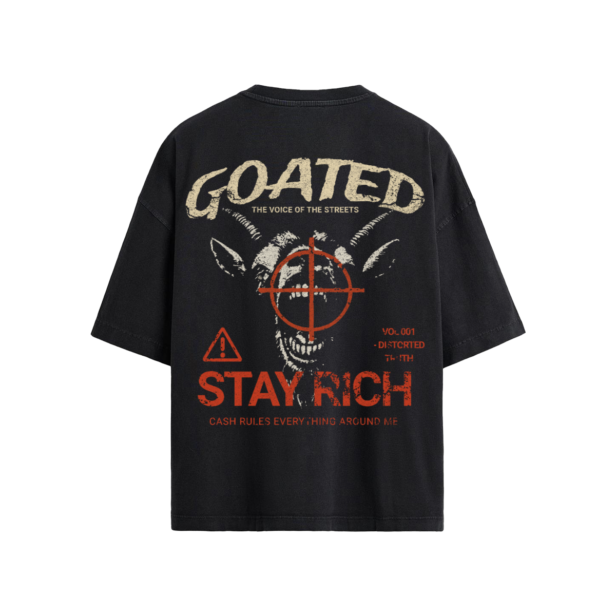"Stay Rich" Loose Fit T-shirt, Goated Streetwear Tee, Goat in Target Graphic Shirt, Cash Rules Everything Shirt, Urban Loose Fit Tee, Hustle T-Shirt