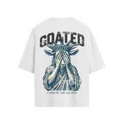 "Land of the GOATED" Oversized T-shirt, GOAT Liberty Graphic Tee, Statue of Liberty Goat Shirt, Oversized Streetwear Tee, 190GSM Heavy Cotton T-Shirt