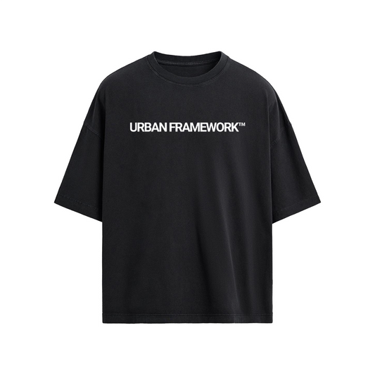 URBAN FRAMEWORK™ Loose Fit T-shirt, 190GSM Heavyweight Cotton Tee, Streetwear Sneaker Diagram Shirt, Black Technical Graphic Shirt