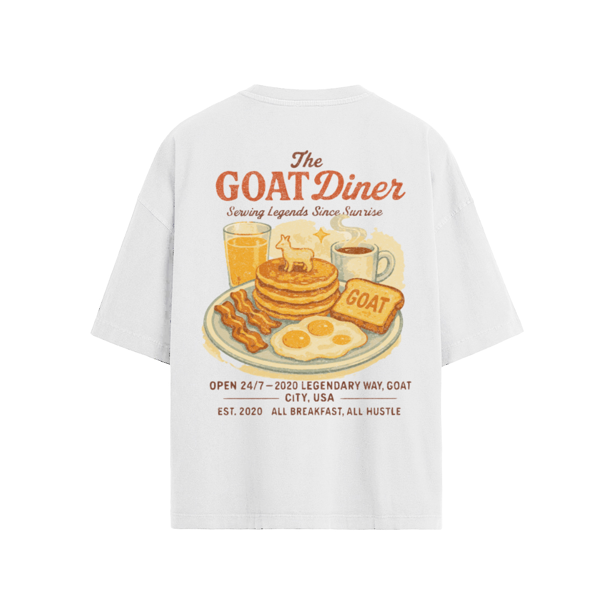"GOAT Diner" Loose Fit T-shirt, Retro Tee, Vintage Diner Graphic Shirt, 190GSM Cotton Tee