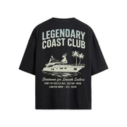 "Legendary Coast Club" Loose Fit T-shirt, Streetwear Yacht Tee, 190GSM Loose Fit Shirt, Coastal Vibes Graphic Tee