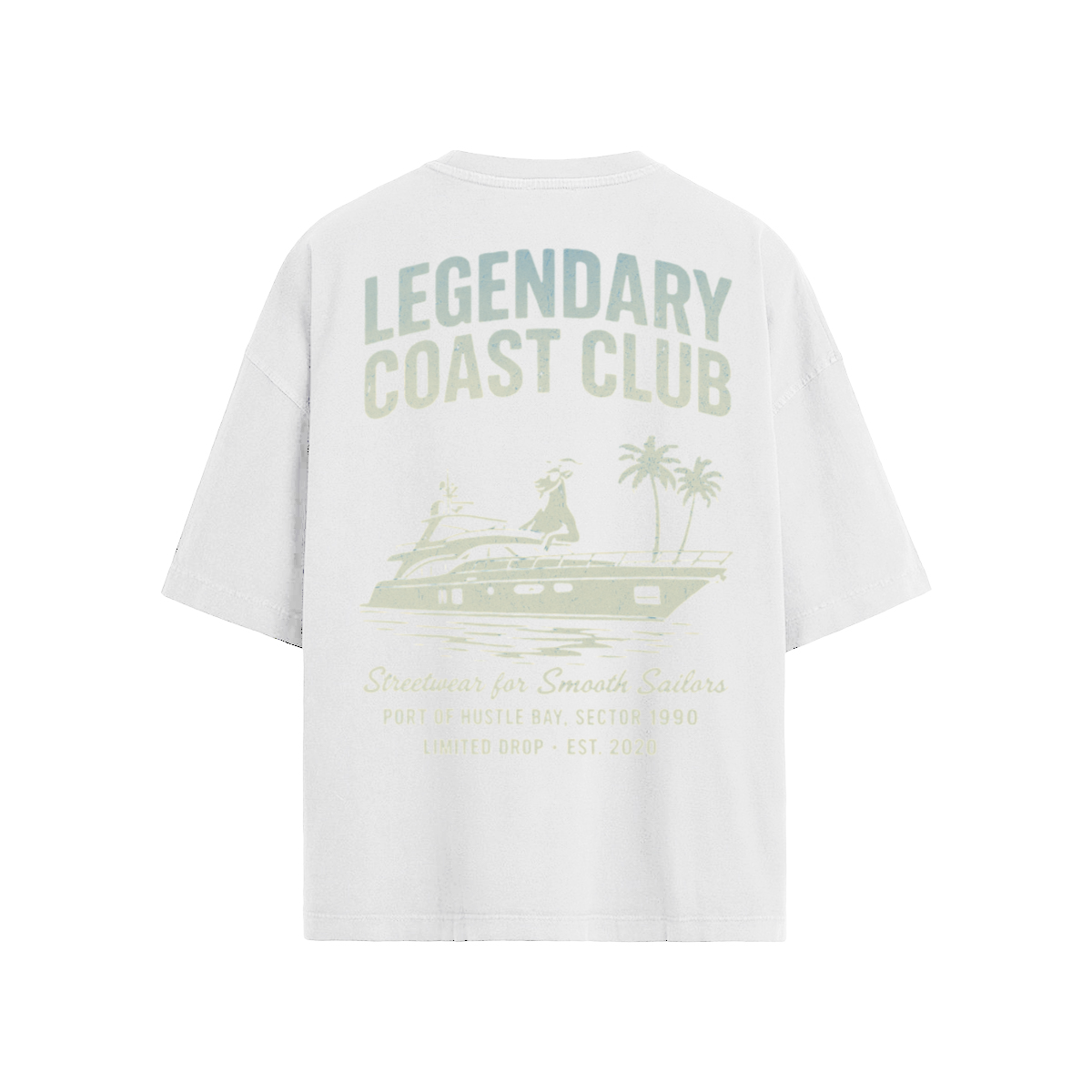 "Legendary Coast Club" Loose Fit T-shirt, Streetwear Yacht Tee, 190GSM Loose Fit Shirt, Coastal Vibes Graphic Tee