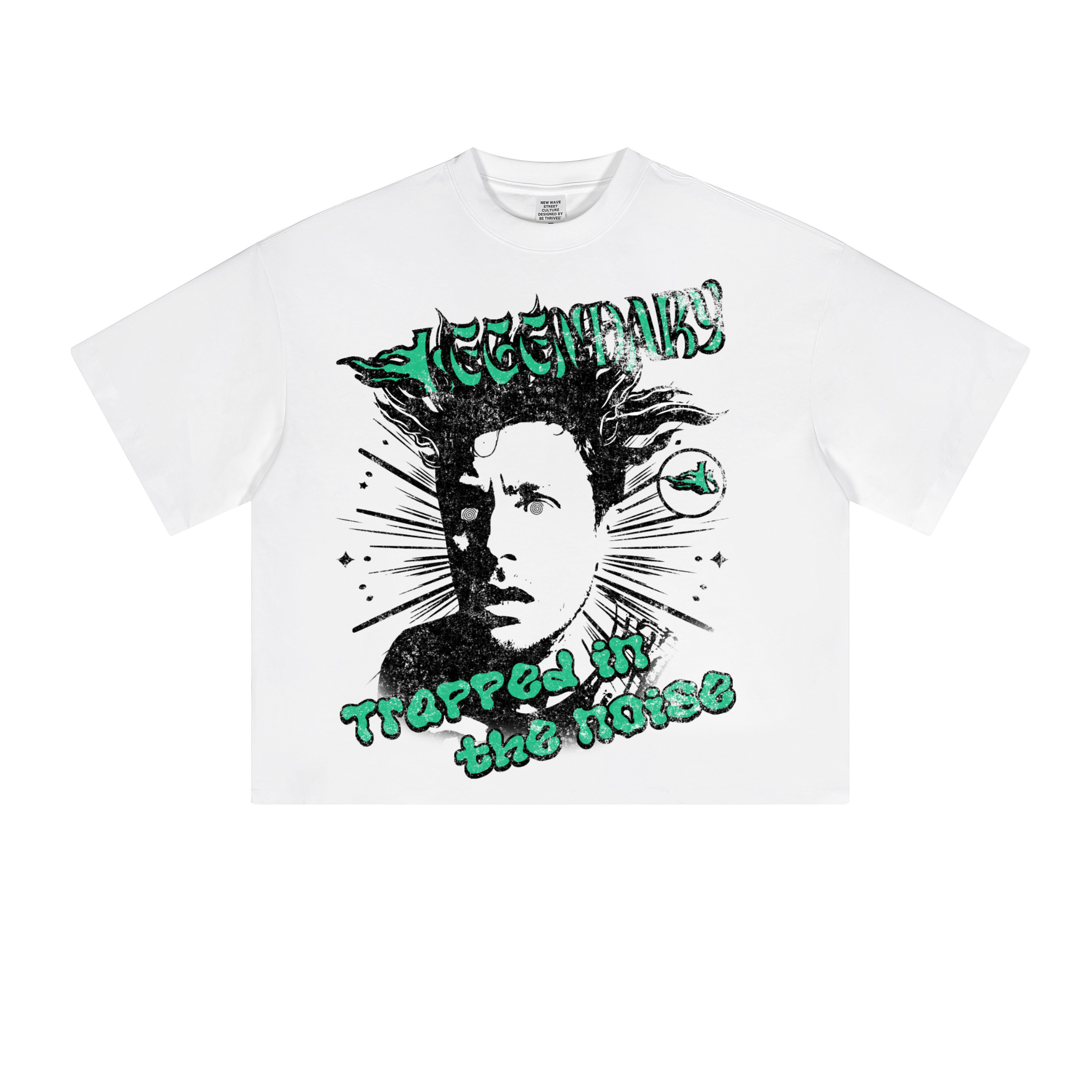 "Trapped" Short-Sleeved Oversized Cropped T-Shirt, Heavyweight 230GSM Streetwear Shirt, Noise Aesthetic Shirt, Urban Distorted Graphic Tee, Short Sleeve Boxy Fit Tee