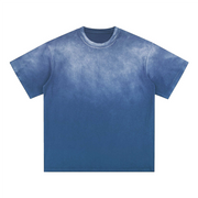 Blank Washed Gradient GOAT T-Shirt, Vintage Loose Fit 270GSM Heavyweight Tee, Faded Oversized Cotton Shirt, Unisex Urban Streetwear