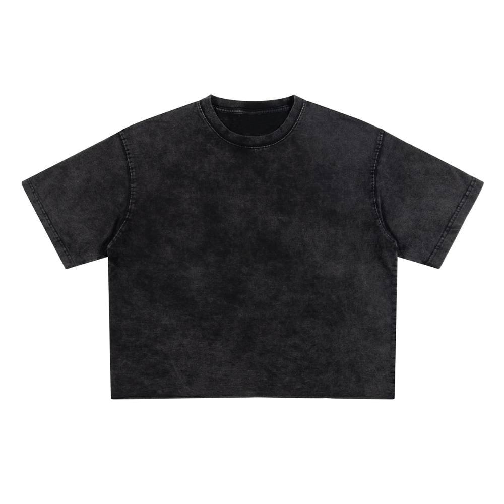 Cropped Snow Washed GOAT T-shirt, Oversized Crop Tee, 285GSM Heavyweight Cotton, Vintage Washed Shirt, Streetwear Aesthetic
