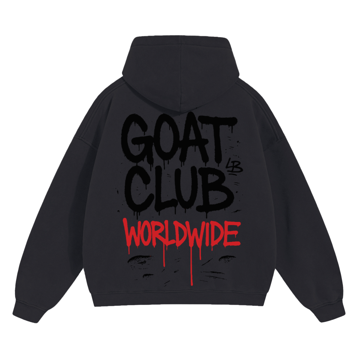 Sprayed GOAT Club Oversized Hoodie, 460GSM Heavyweight Drop Shoulder Pullover, Graffiti Streetwear Sweatshirt, Unisex Urban Hoodie