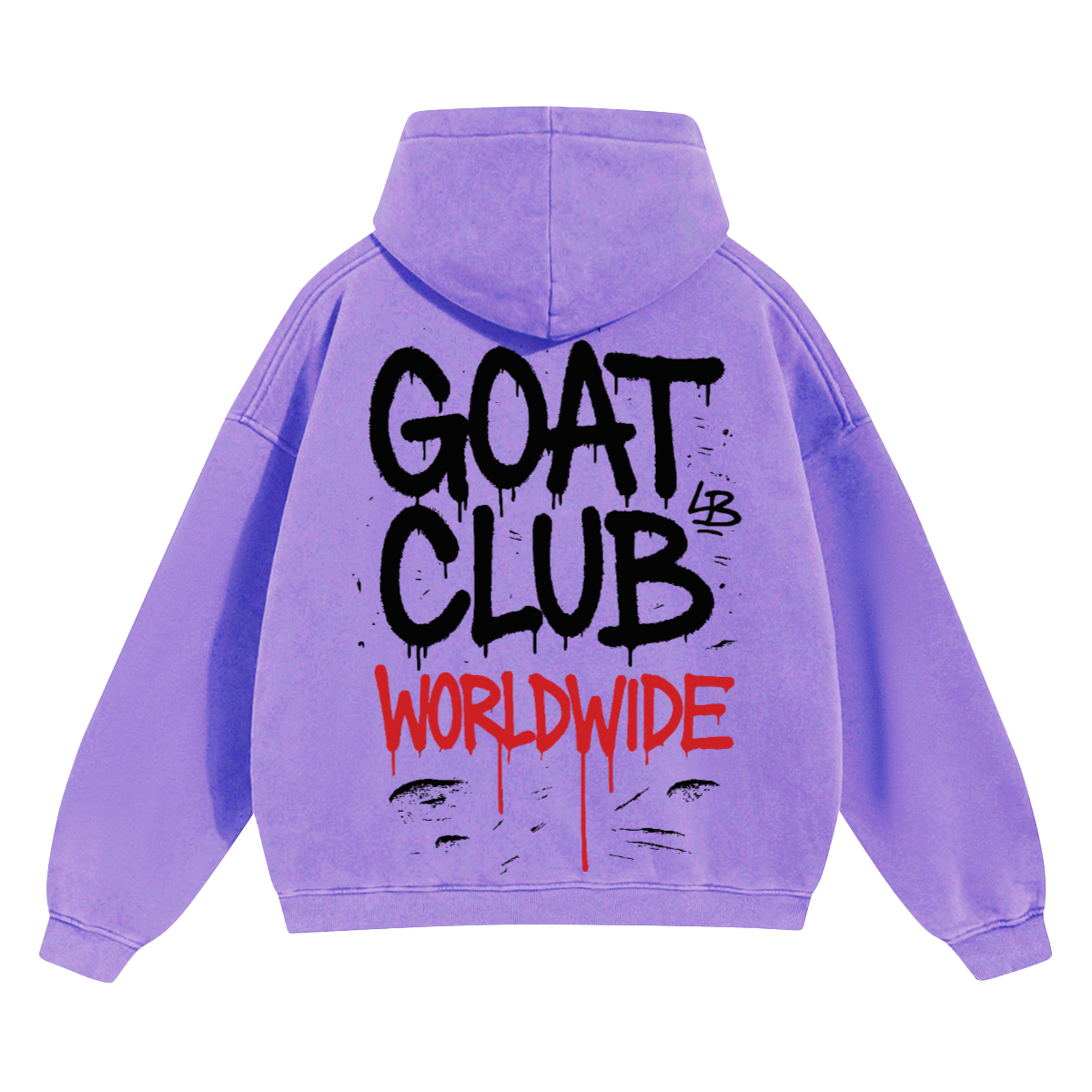 Sprayed GOAT Club Oversized Hoodie, 460GSM Heavyweight Drop Shoulder Pullover, Graffiti Streetwear Sweatshirt, Unisex Urban Hoodie
