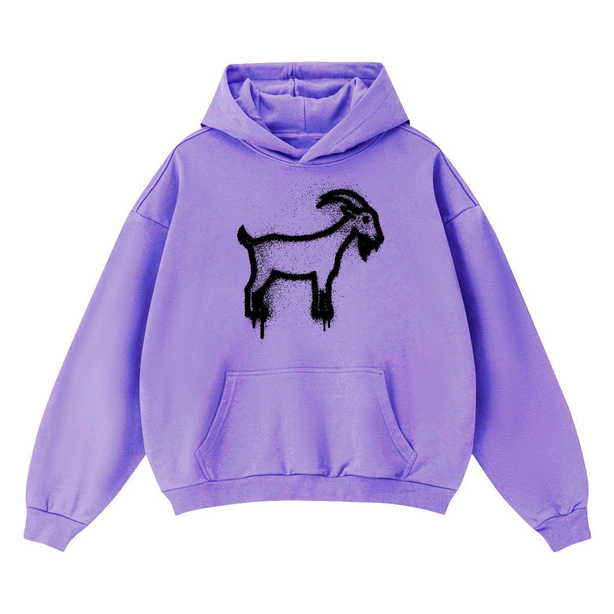 Sprayed GOAT Club Oversized Hoodie, 460GSM Heavyweight Drop Shoulder Pullover, Graffiti Streetwear Sweatshirt, Unisex Urban Hoodie