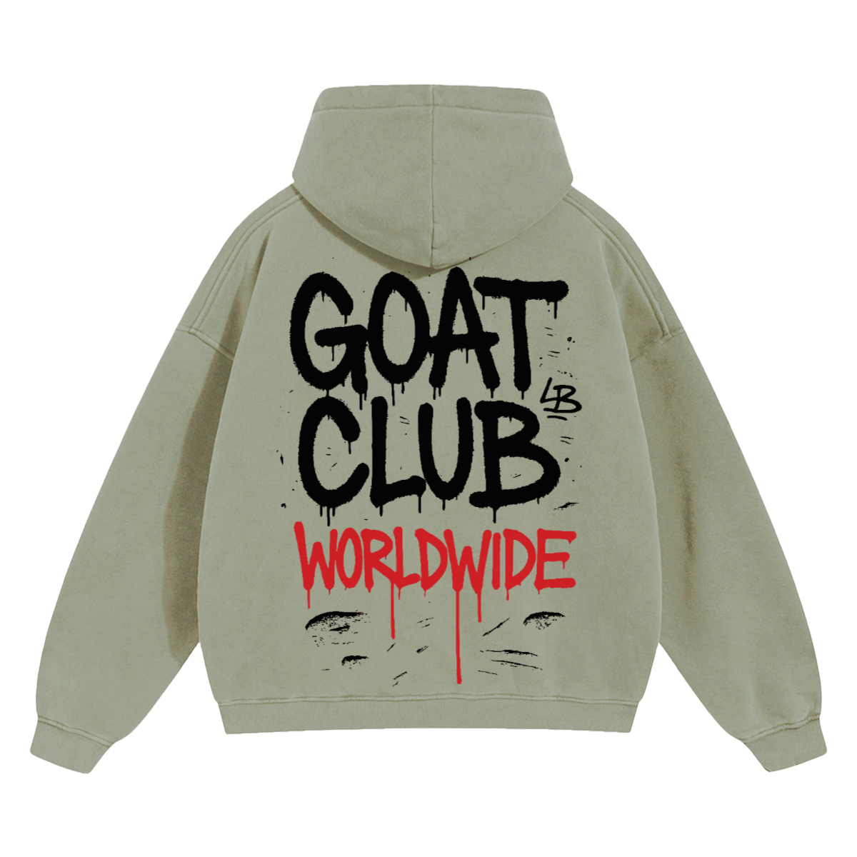 Sprayed GOAT Club Oversized Hoodie, 460GSM Heavyweight Drop Shoulder Pullover, Graffiti Streetwear Sweatshirt, Unisex Urban Hoodie