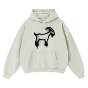 Sprayed GOAT Club Oversized Hoodie, 460GSM Heavyweight Drop Shoulder Pullover, Graffiti Streetwear Sweatshirt, Unisex Urban Hoodie